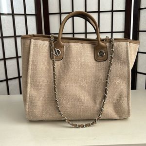 Beige tan shoulder bag satchel rue tote